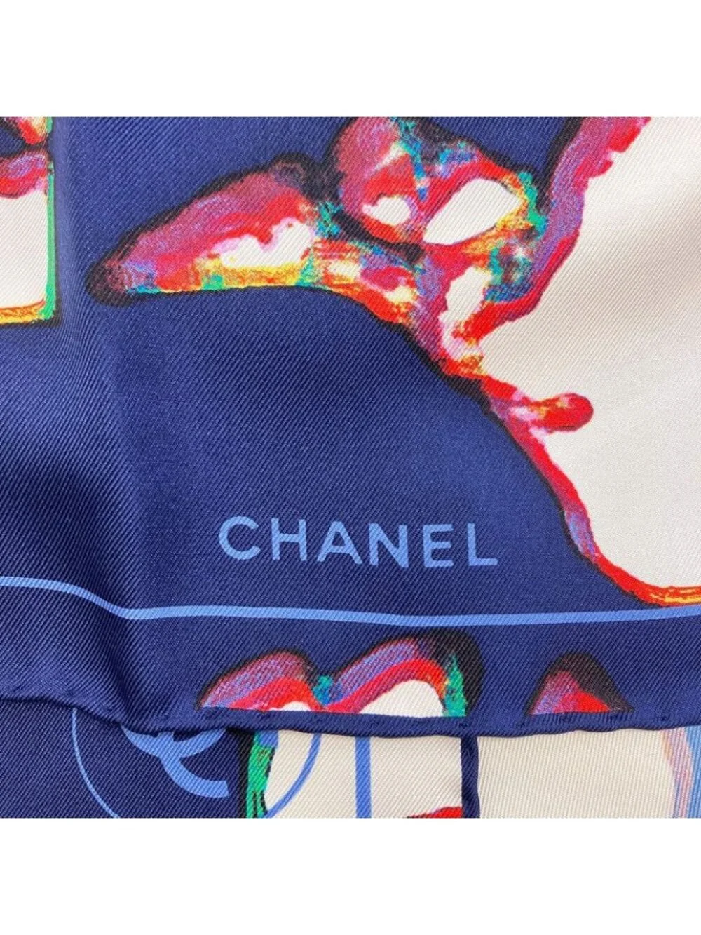 Chanel CC Logo Human Motif Scarf Silk - Picture 3 of 11